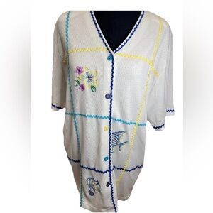 Napa Valley ladies‎ 90s casual embellished embroidered size 1X cotton poly top